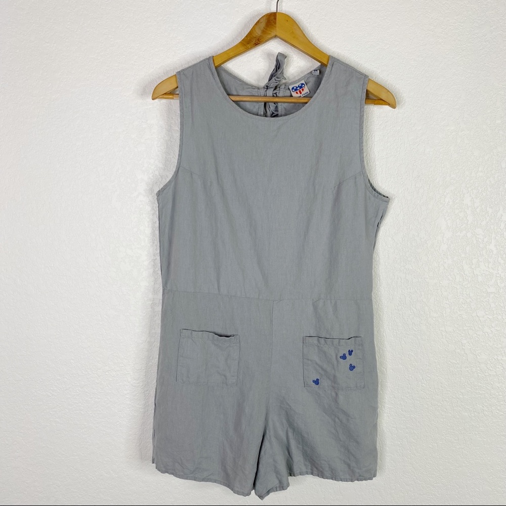 Junk Food x Disney Gray Linen Blend Mickey Romper - Picture 1 of 8